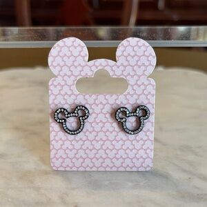 Authentic Original Disney Black and Rhinestone Mickey Earrings